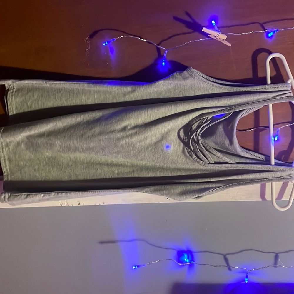 Grey, crisscrossed tank top